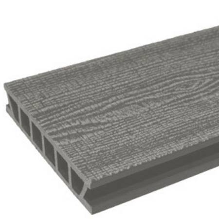 Террасная доска Deckron Woodlike шовная с тиснением, серая Террасная доска Deckron Woodlike шовная с тиснением, серая